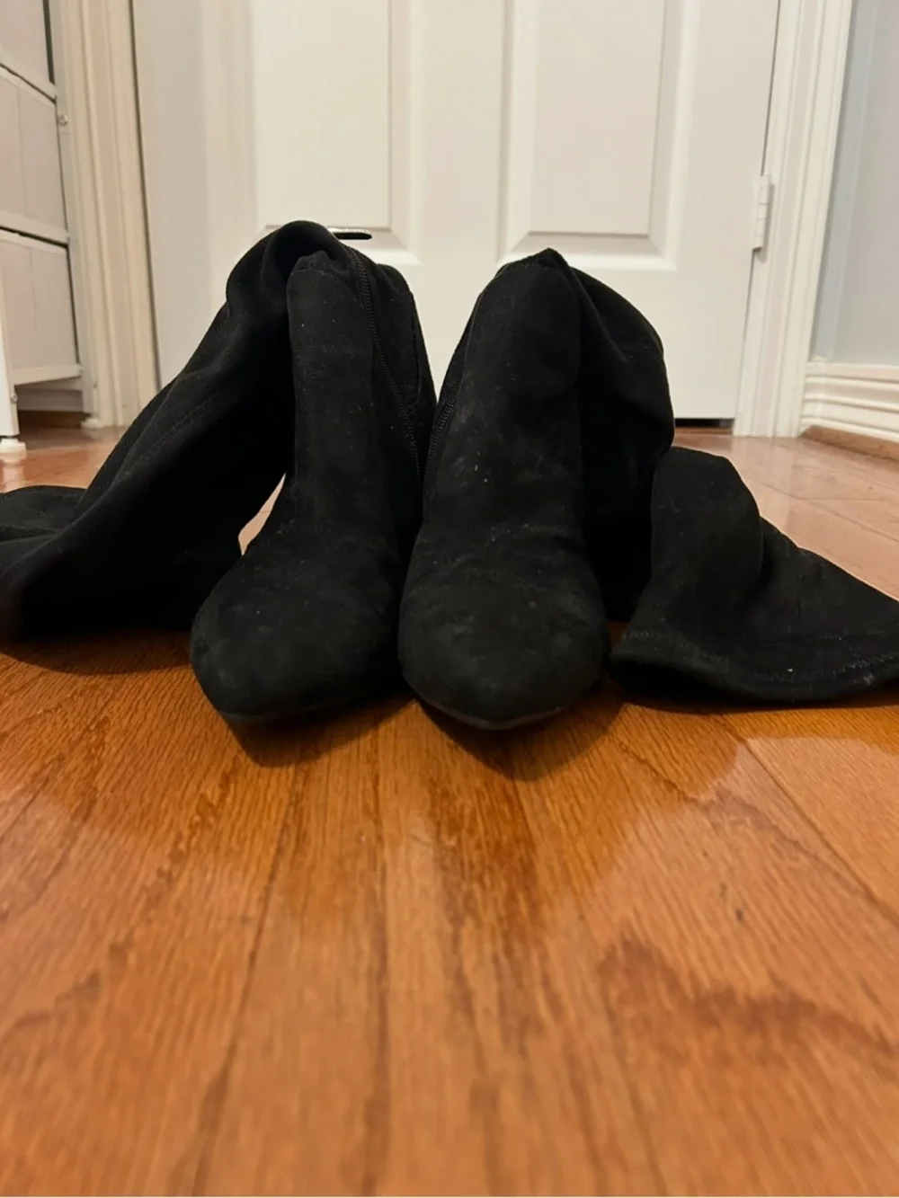Circus By Sam Edelman Black Over The Knee Boots Chunky Heel Tie Back 8